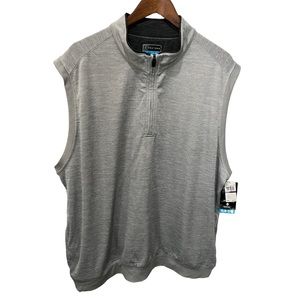 PGA TOUR HEATHERED LIGHT GRAY MENS MOCK NECK STRETCHY GOLF VEST SIZE XXL